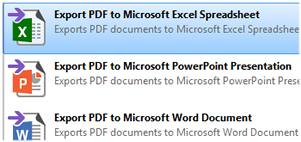 PDF als Microsoft Excel Datenblatt exportieren 
